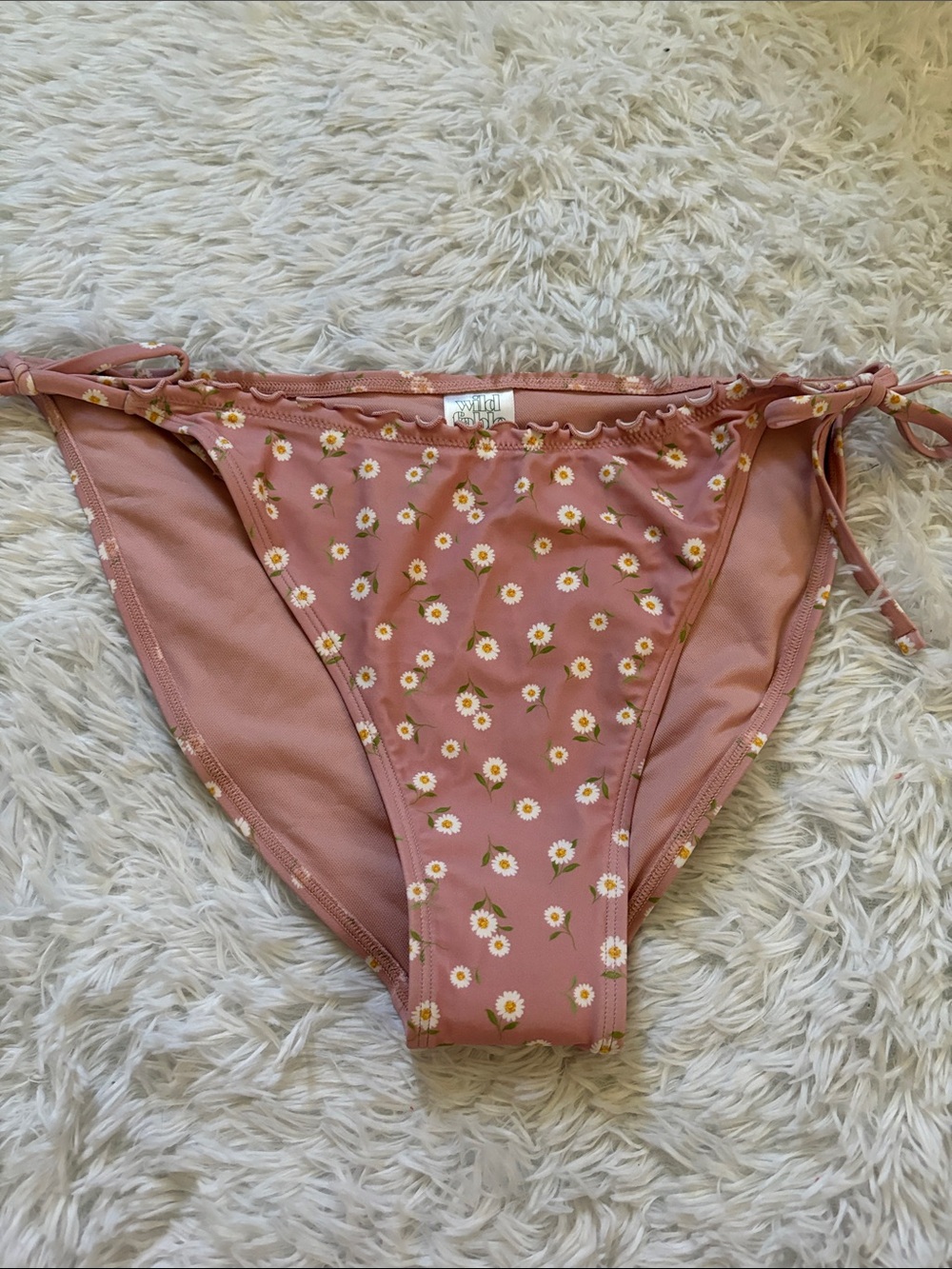 NWT Wild Fable Pink Daisy Print Low Rise High Leg Bikini Swim Bottoms Size XL